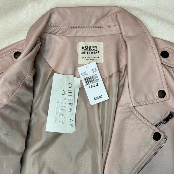 Blush Leather Jacket with Belt - Picture 3 of 4